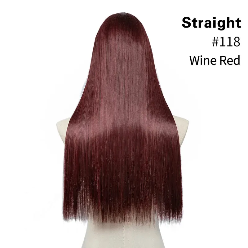 Sintético 24 "20" 16 "grampo na extensão do cabelo u parte cabelo natural em linha reta longo loiro preto falso pedaço de cabelo