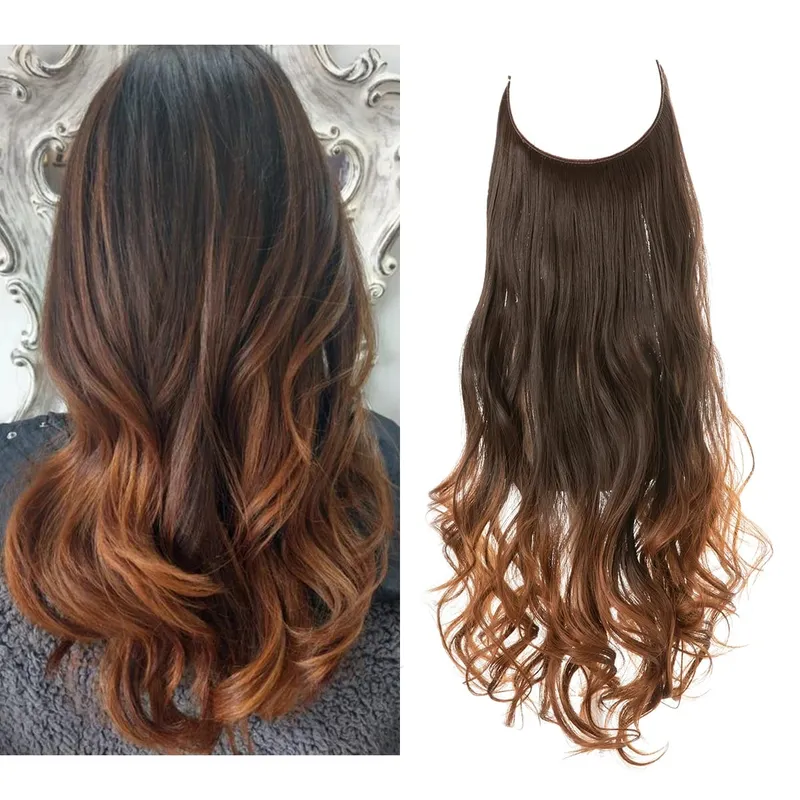 Syntetyczne bez klipsów przedłużanie włosów sztuczne włosy Ombre różowe blond brązowe czarne naturalne faliste kręcone sztuczne włosy dla kobiety
