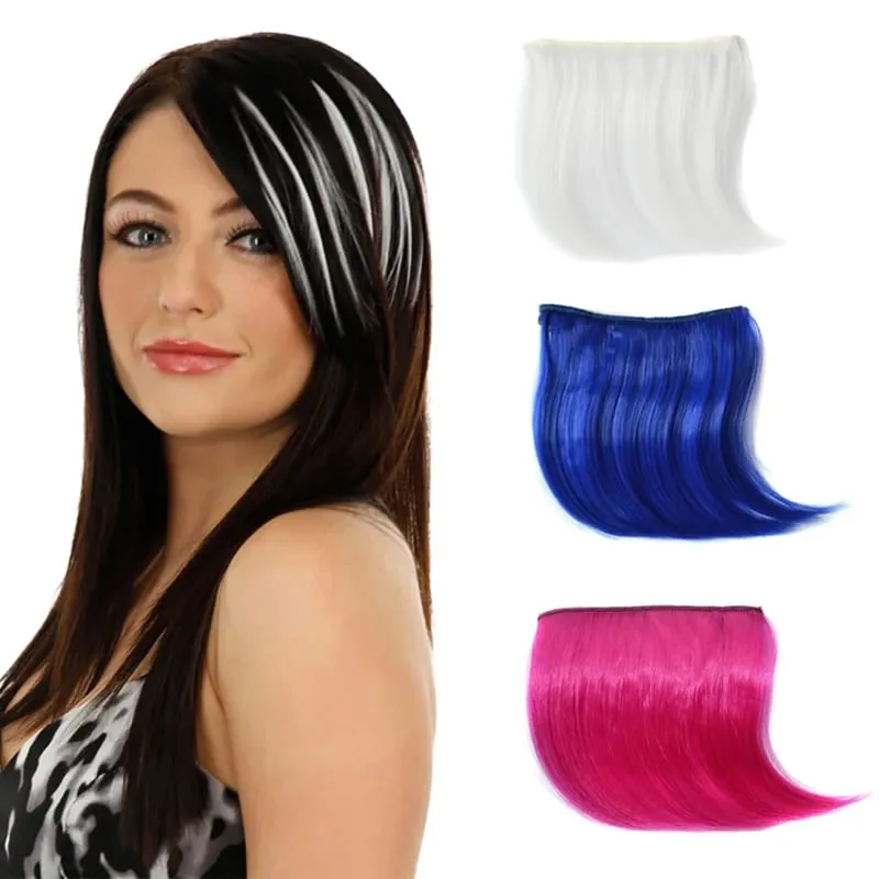 Colorful Clip in Synthetic Hair Bangs Gradient Hairpiece Fake Hair Piece Extensions for Women Girls Hair Extensions