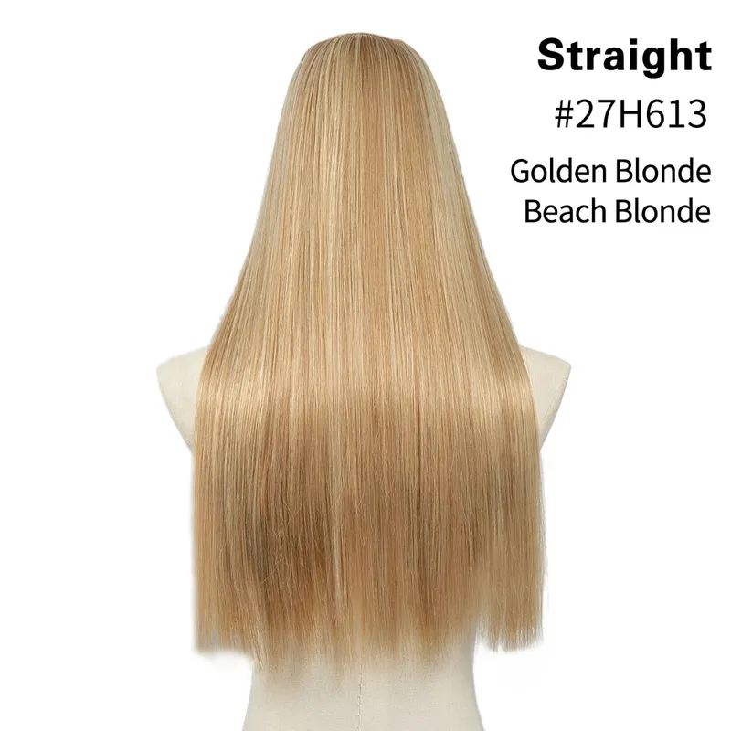 Sintético 24 "20" 16 "grampo na extensão do cabelo u parte cabelo natural em linha reta longo loiro preto falso pedaço de cabelo