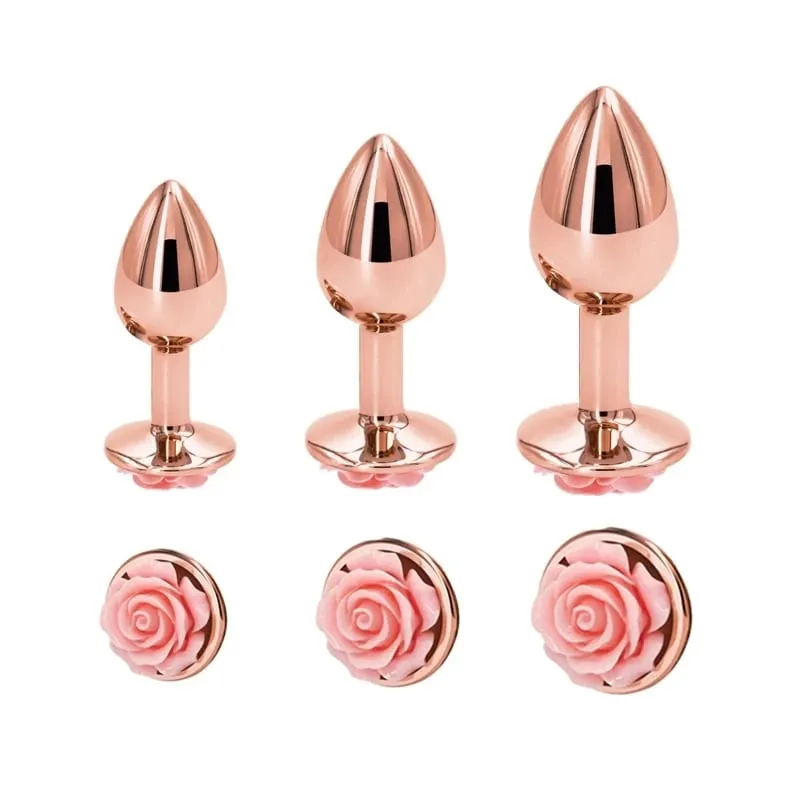 Rainbow Rose gold pink Small Medium size set Heart shape Crystal Metal anal beads butt plug Jewelry sex toy for female male — image 9