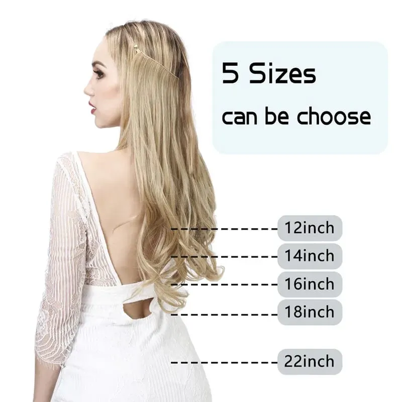 Syntetyczne naturalne syntetyczne przedłużanie włosów Bez klipsa w sztucznej sztucznej ombre blond brązowy czarny różowy falisty sztuczny kawałek włosów — image 2
