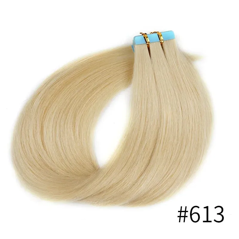 Doreen Châu Âu 100% Tóc Thật Của Con Người Băng Trong Phần Mở Rộng 16 Đến 24 50G 2.5G/cáiOmbre Đen Bạc xám Tóc PU Liền Mạch Băng Ins