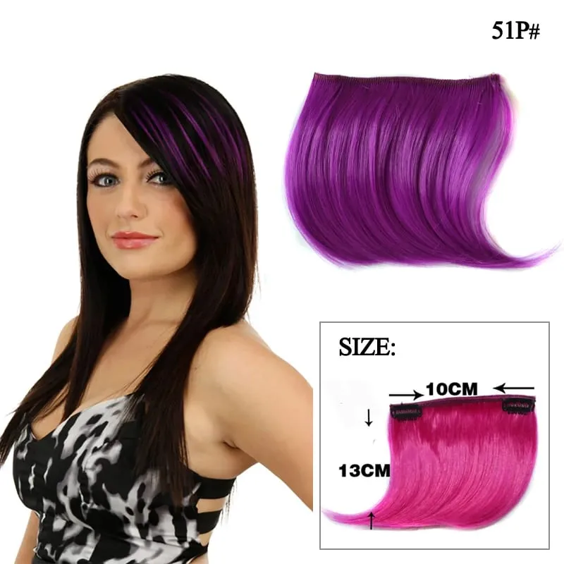Colorful Clip in Synthetic Hair Bangs Gradient Hairpiece Fake Hair Piece Extensions for Women Girls Hair Extensions
