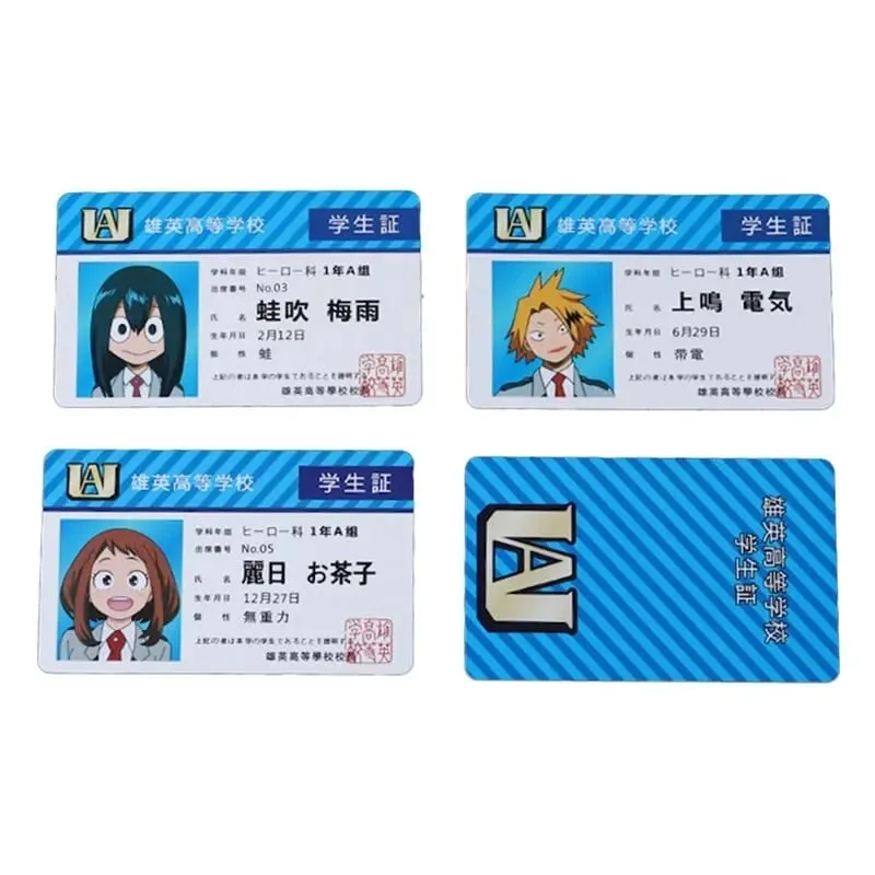 1 PCS Anime Periférico My Hero Academia PVC Cartão de identificação de estudante Cartão de alimentação escolar