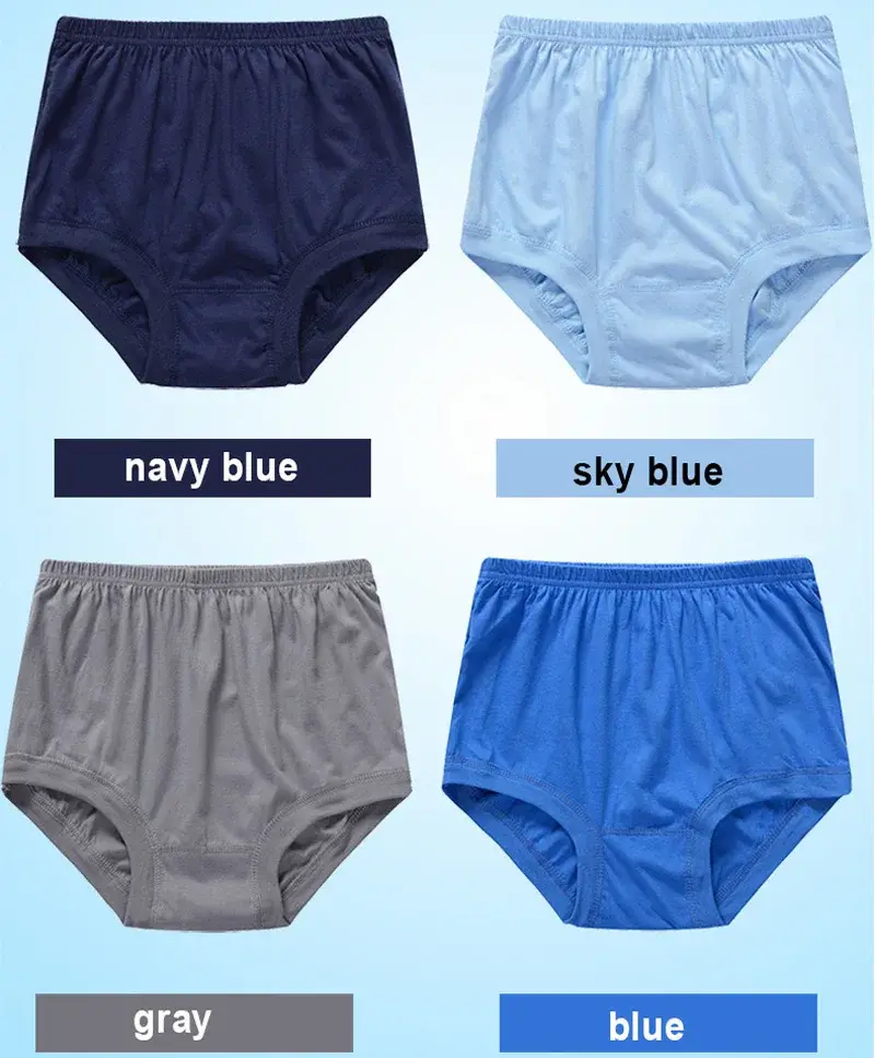 Men Briefs High Waist 100%Cotton Men Underwear Plus Size Cueca Masculina Soft Underpants Breathable Panties L-4XL For Daddy