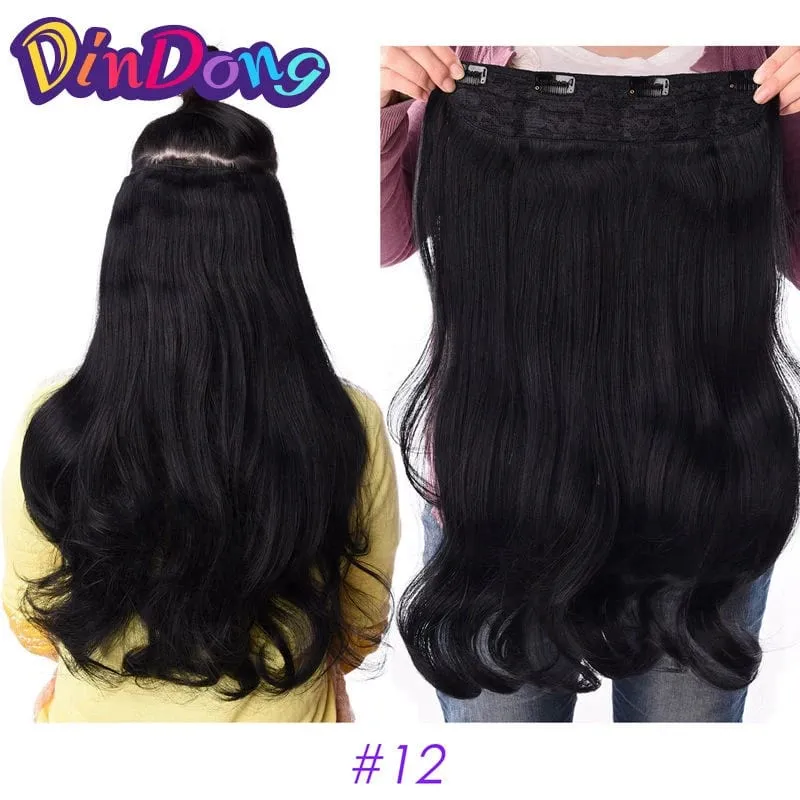 24 Inch Synthetic Long Wavy Curly Clips in Hair Extensions for Women with Adjustable 4 Secure Clips in One Hairpieces