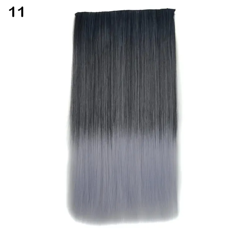 Jeedou Cosplay Hairpiece Straight One Piece With 5Clips Clip In Hair Extensions for Women Synthetic Ombre Color Halloween