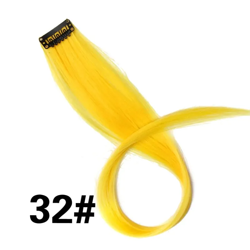 Leeons Clip In Synthetic Hair Extensions Heat Resistant Long Straight Hairpieces One Clips For Women Extension Fake Blue Hair