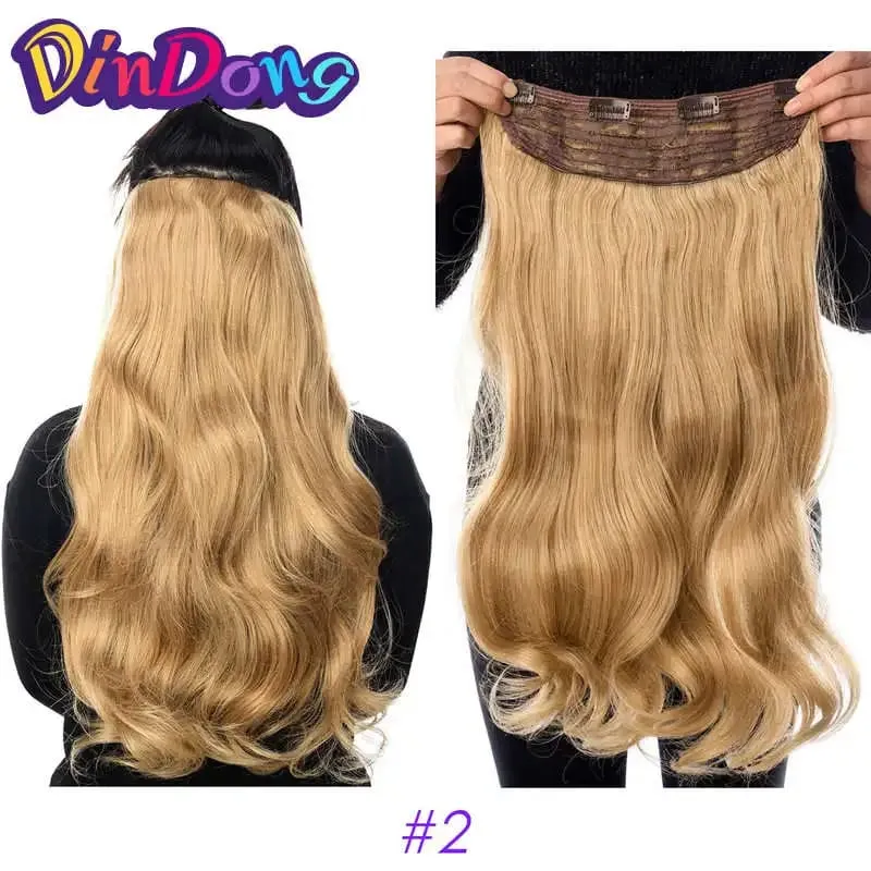 24 Inch Synthetic Long Wavy Curly Clips in Hair Extensions for Women with Adjustable 4 Secure Clips in One Hairpieces