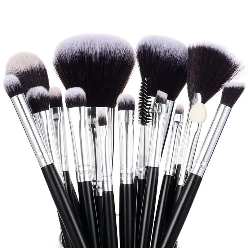 15pcs Makeup Brushes Set Fan Brush Powder Foundation Blusher Bronzer Eyeshadow Liner Brow Lip Gloss Contour Highlight Blend Tool — image 4