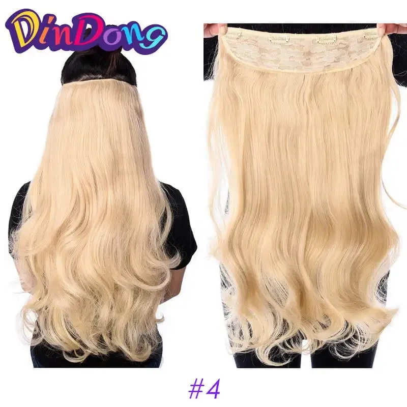 24 Inch Synthetic Long Wavy Curly Clips in Hair Extensions for Women with Adjustable 4 Secure Clips in One Hairpieces