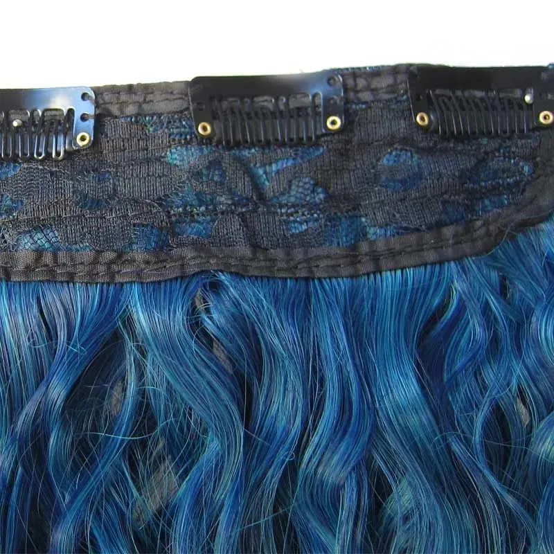Jeedou Synthetic Clip-in One Piece Hair Extension Vibrant Gradient Kinky Curly Stylish Hairpieces for Nightclub Party Cosplay