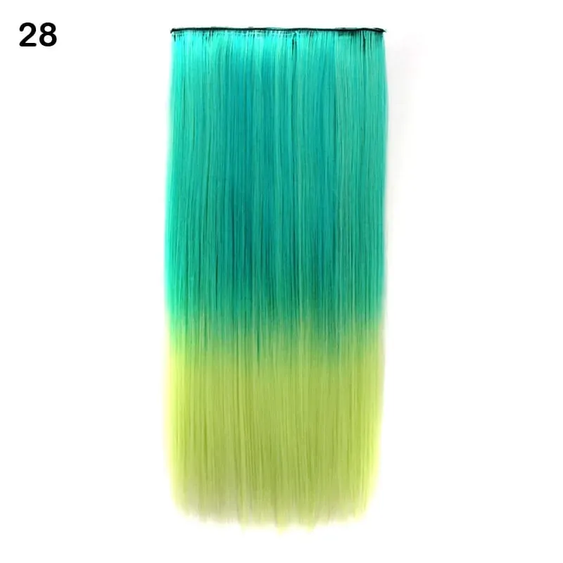Jeedou Cosplay Hairpiece Straight One Piece With 5Clips Clip In Hair Extensions for Women Synthetic Ombre Color Halloween