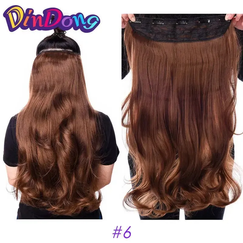 24 Inch Synthetic Long Wavy Curly Clips in Hair Extensions for Women with Adjustable 4 Secure Clips in One Hairpieces