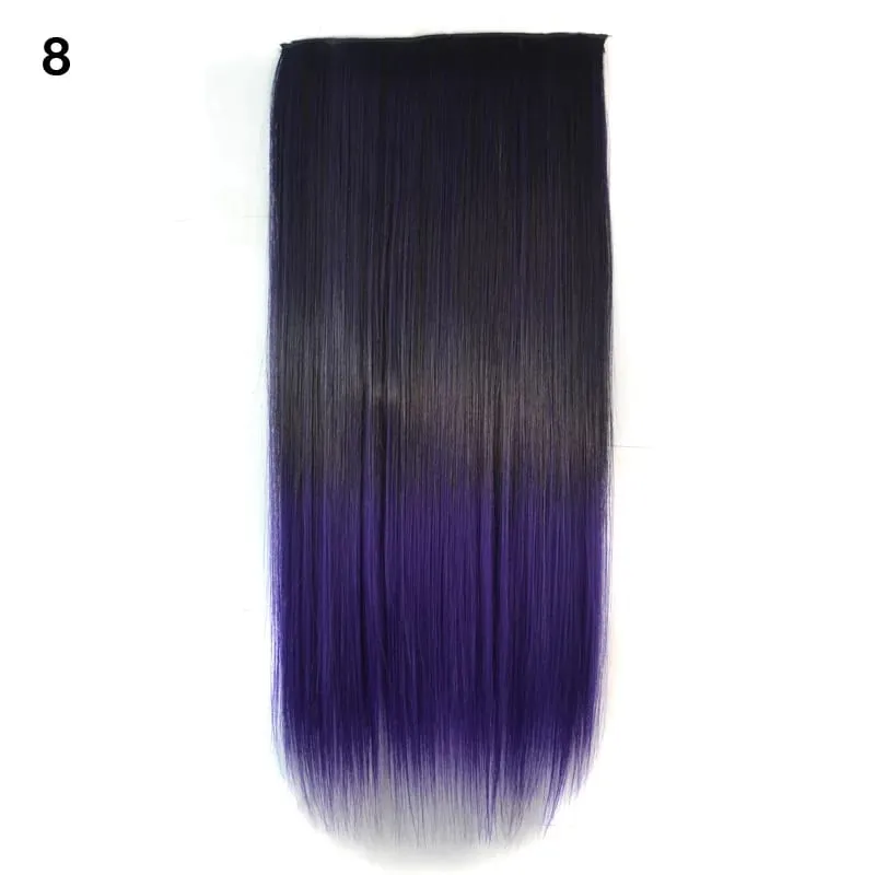 Jeedou Cosplay Hairpiece Straight One Piece With 5Clips Clip In Hair Extensions for Women Synthetic Ombre Color Halloween