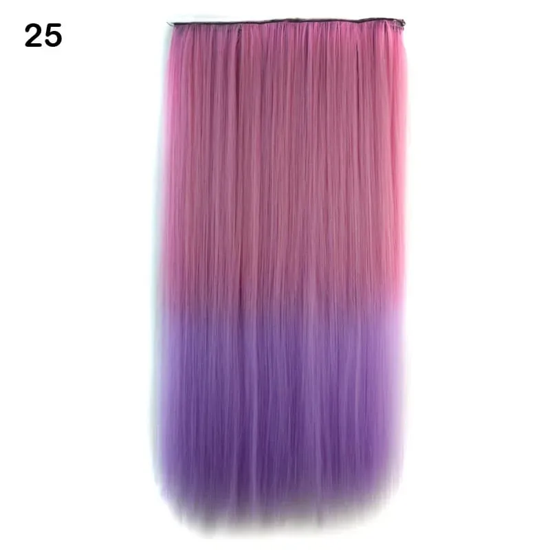 Jeedou Cosplay Hairpiece Straight One Piece With 5Clips Clip In Hair Extensions for Women Synthetic Ombre Color Halloween