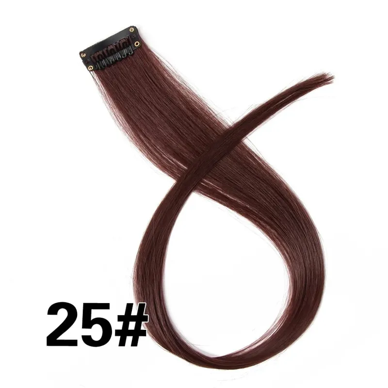 Leeons Clip In Synthetic Hair Extensions Heat Resistant Long Straight Hairpieces One Clips For Women Extension Fake Blue Hair