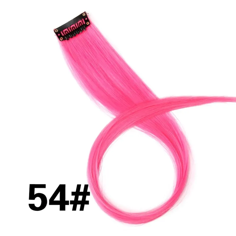 Warna Pelangi 50Cm Sintetik Satu Klip Dalam Sambungan Rambut Lurus Panjang Sintetik Untuk Potongan Rambut Wanita Biru Merah Jambu Ungu Merah 12G