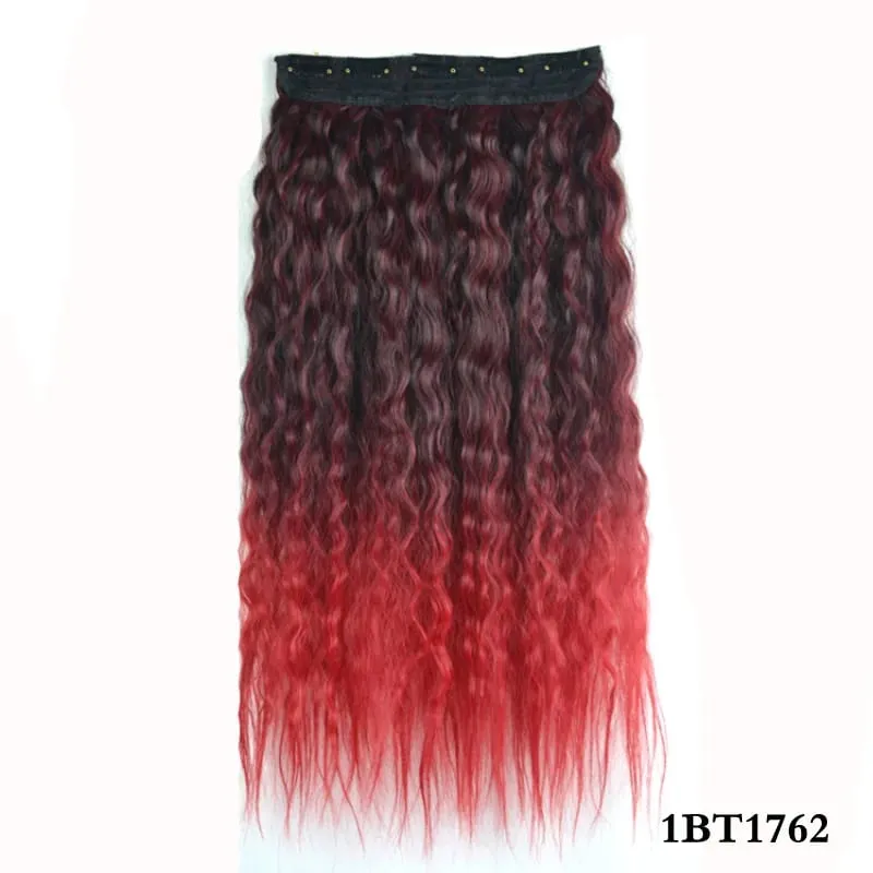 Jeedou Kinky Curly Hairpieces Clip-in One Piece Hair Extension Synthetic Vibrant Gradient Color for Nightclub Party Cosplay
