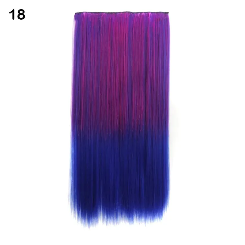 Jeedou Cosplay Hairpiece Straight One Piece With 5Clips Clip In Hair Extensions for Women Synthetic Ombre Color Halloween