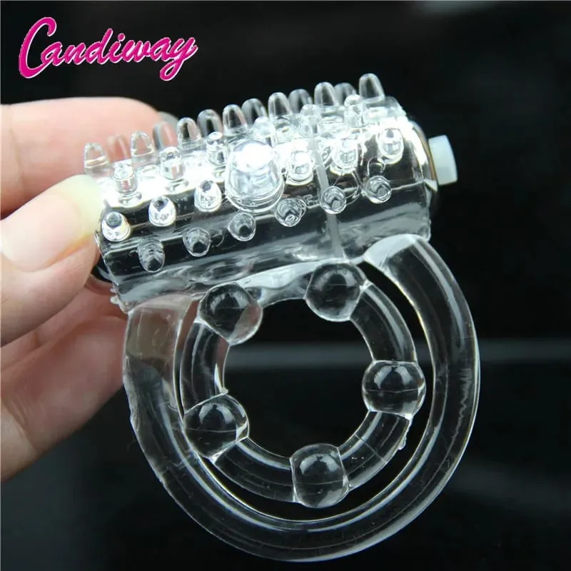 Double rings vibrator waterproof clitoris Massager masturbation Vibrating lasting cocking delay ejaculation vibe Sex Toy For man