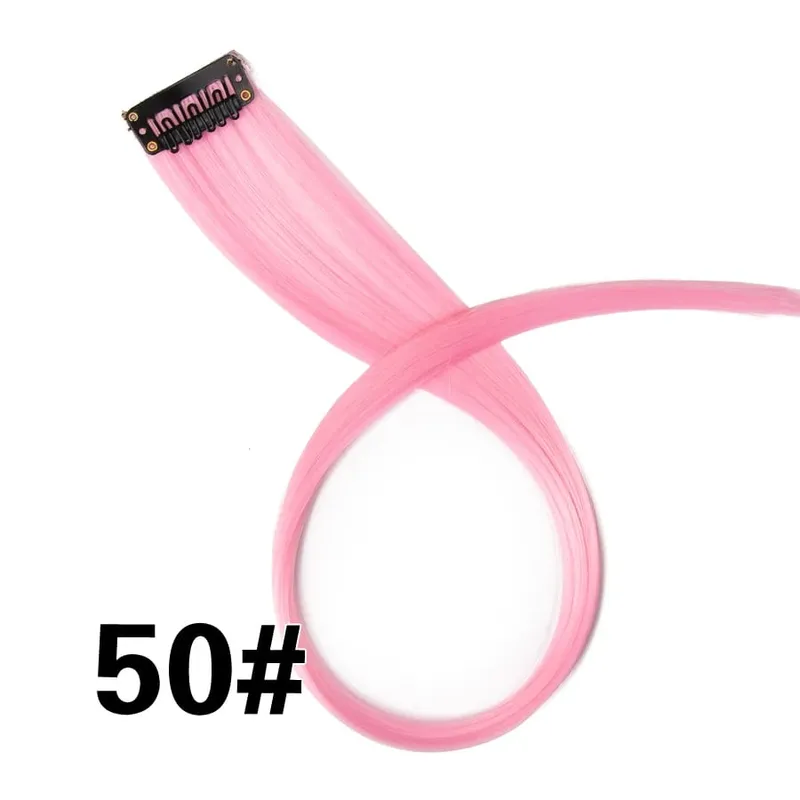 Leeons Clip In Synthetic Hair Extensions Heat Resistant Long Straight Hairpieces One Clips For Women Extension Fake Blue Hair