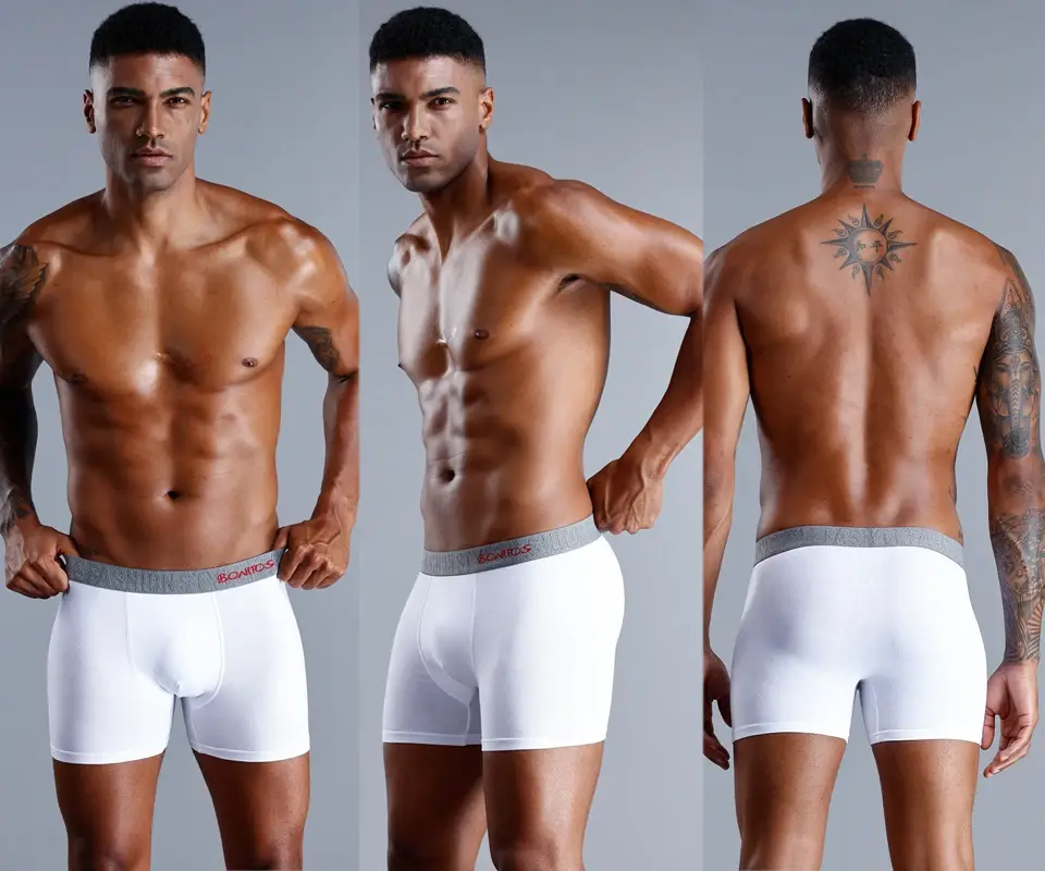 Märke Underkläder Herr Boxershorts Bokstav Elastiskt midjeband Herrtrosor Naturlig bomull Herrkalsonger Boxershorts av hög kvalitet