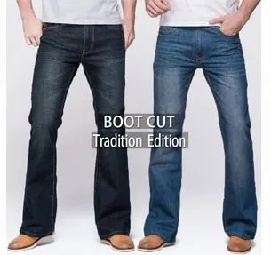 Jeans coupe botte pour hommes légèrement évasés coupe ajustée bleu noir pantalon de créateur classique pantalon en denim extensible pour hommes