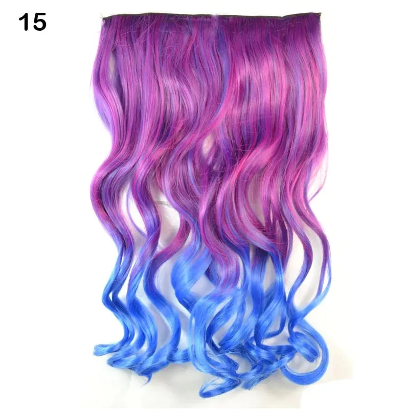Jeedou One Piece Szintetikus Clip-in Hajhosszabbító Ombre Hullámos Fekete Kék Gradiens Modern Cosplay Night Club stílusú hajdísz