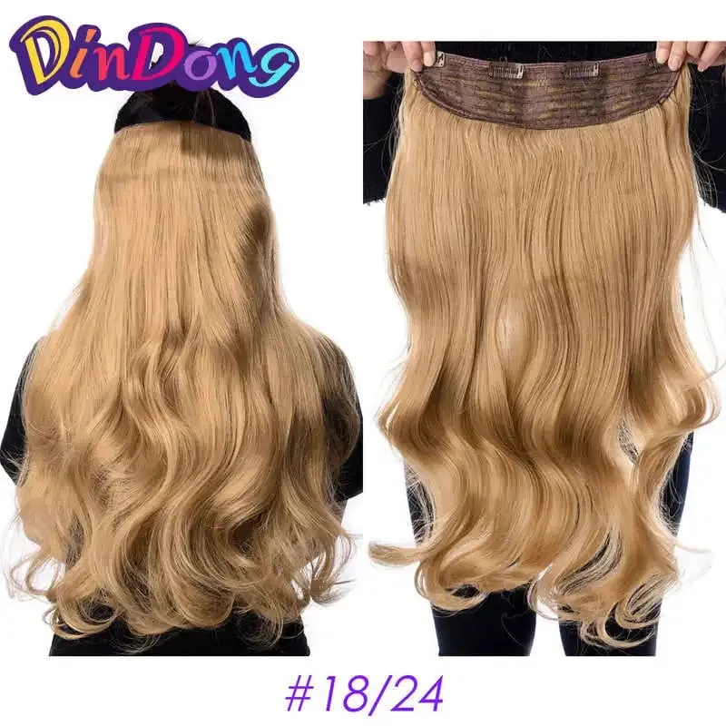 24 Inch Synthetic Long Wavy Curly Clips in Hair Extensions for Women with Adjustable 4 Secure Clips in One Hairpieces