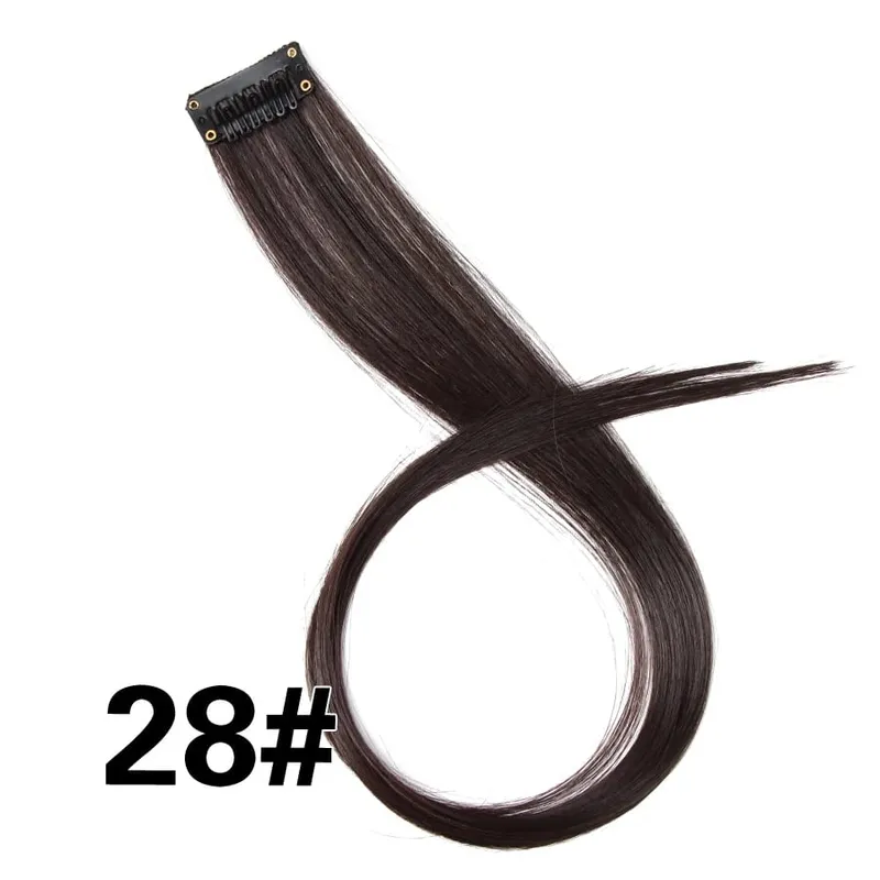 Leeons Clip In Synthetic Hair Extensions Heat Resistant Long Straight Hairpieces One Clips For Women Extension Fake Blue Hair