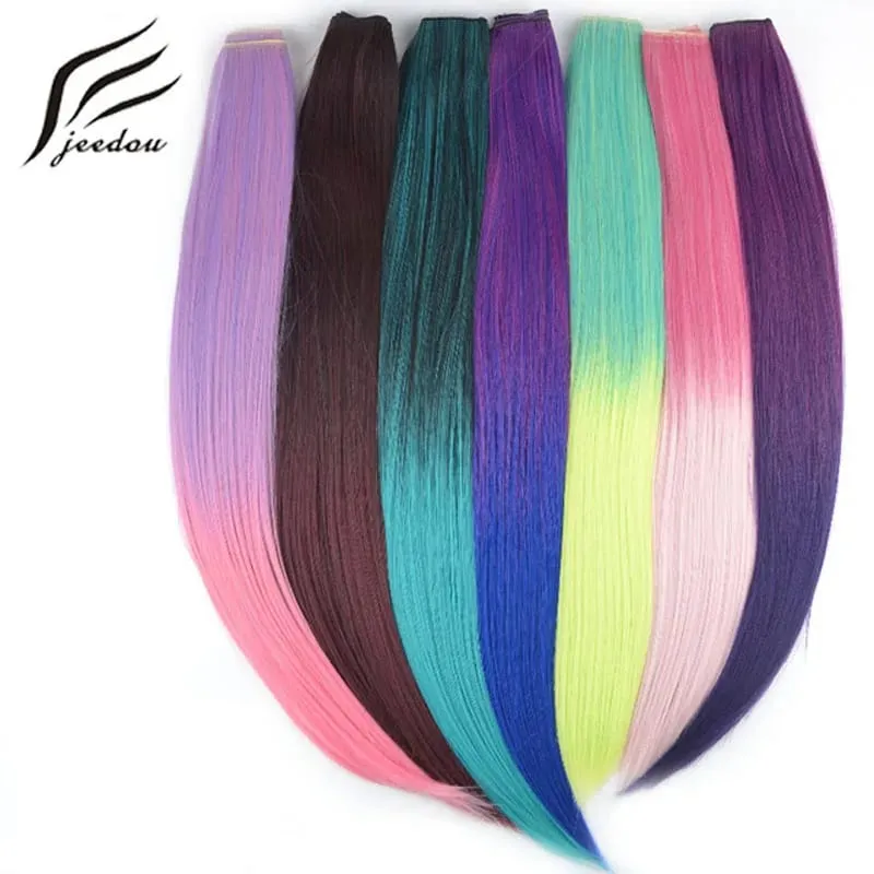 Jeedou Straight Blue Rainbow Balayage Om
