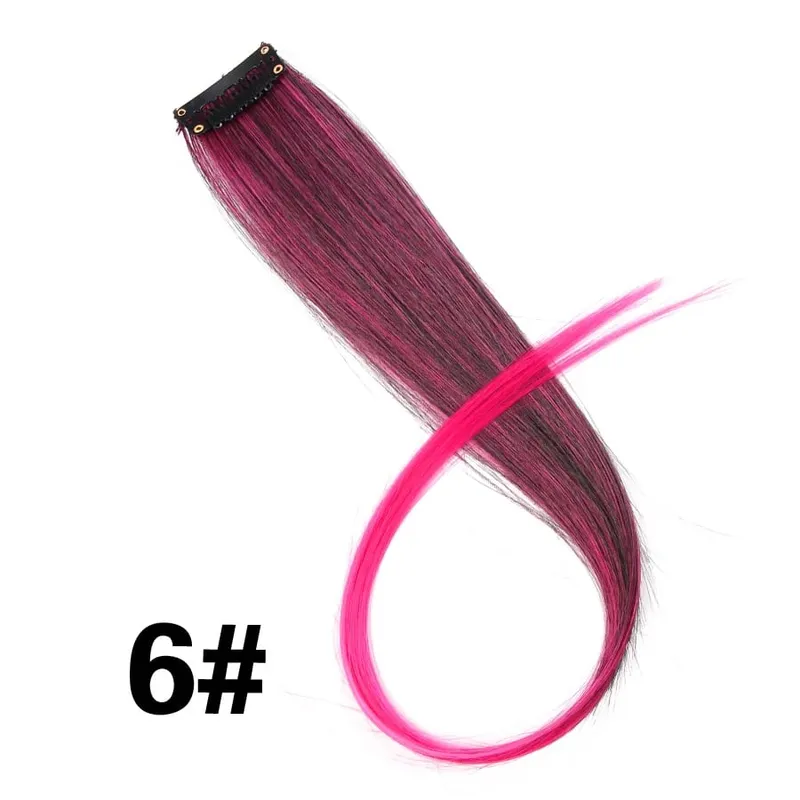 Leeons Clip In Synthetic Hair Extensions Heat Resistant Long Straight Hairpieces One Clips For Women Extension Fake Blue Hair