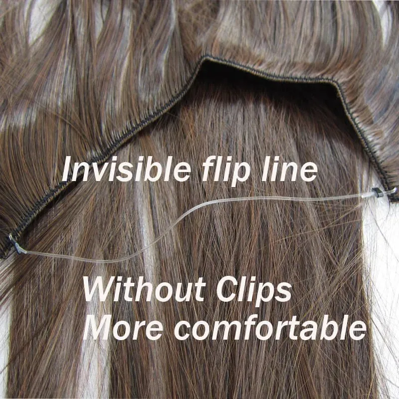 Jeedou Wavy Hair Extension Elasticity Invisible Wire Fish Line One Piece No Clips Synthetic Hairpieces Ombre Color For Ladies