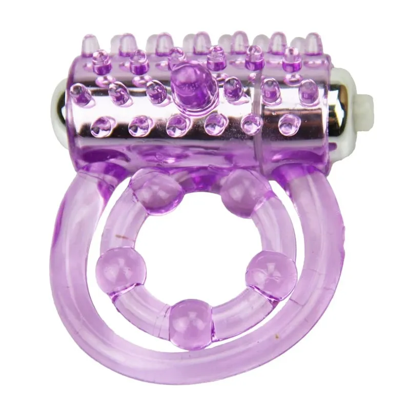 Double rings vibrator waterproof clitoris Massager masturbation Vibrating lasting cocking delay ejaculation vibe Sex Toy For man