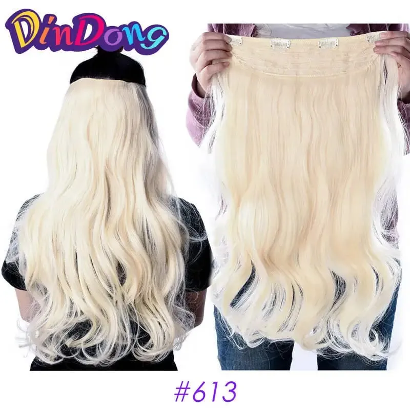 24 Inch Synthetic Long Wavy Curly Clips in Hair Extensions for Women with Adjustable 4 Secure Clips in One Hairpieces
