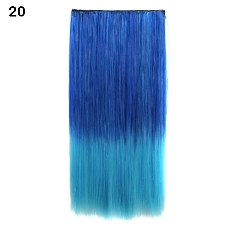 Jeedou Cosplay Hairpiece Straight One Piece With 5Clips Clip In Hair Extensions for Women Synthetic Ombre Color Halloween