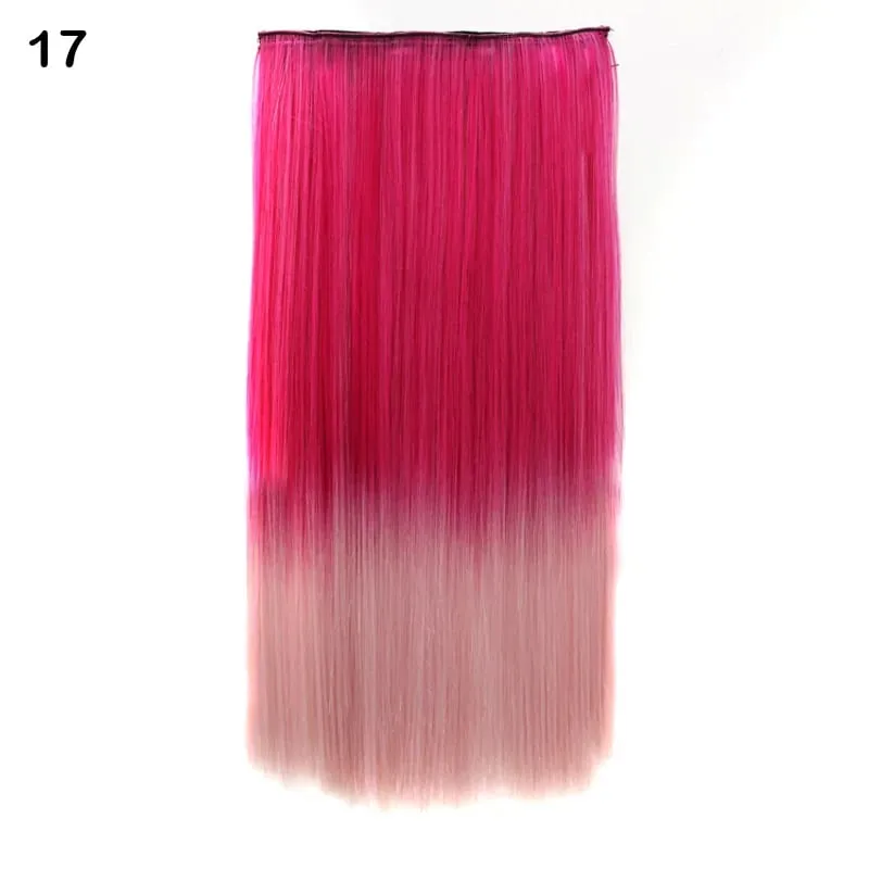Jeedou Cosplay Hairpiece Straight One Piece With 5Clips Clip In Hair Extensions for Women Synthetic Ombre Color Halloween