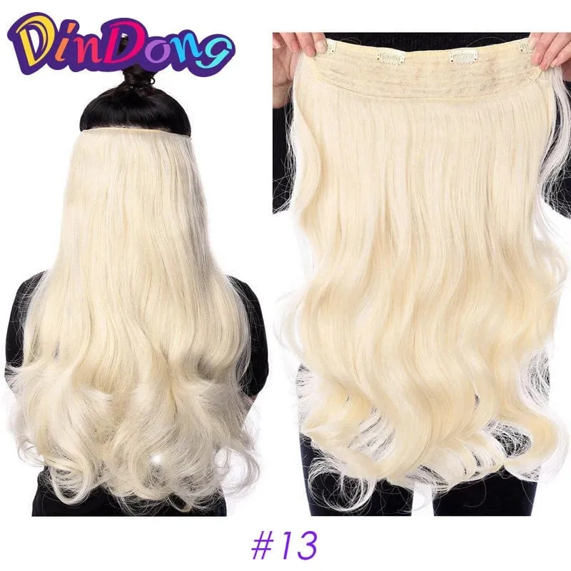 24 Inch Synthetic Long Wavy Curly Clips in Hair Extensions for Women with Adjustable 4 Secure Clips in One Hairpieces