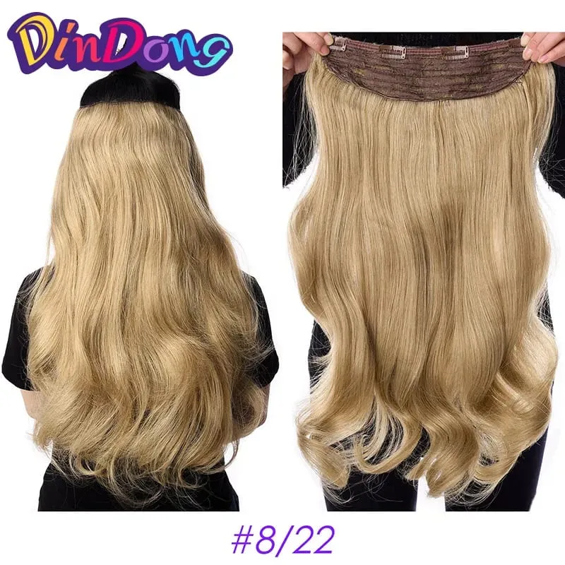 24 Inch Synthetic Long Wavy Curly Clips in Hair Extensions for Women with Adjustable 4 Secure Clips in One Hairpieces