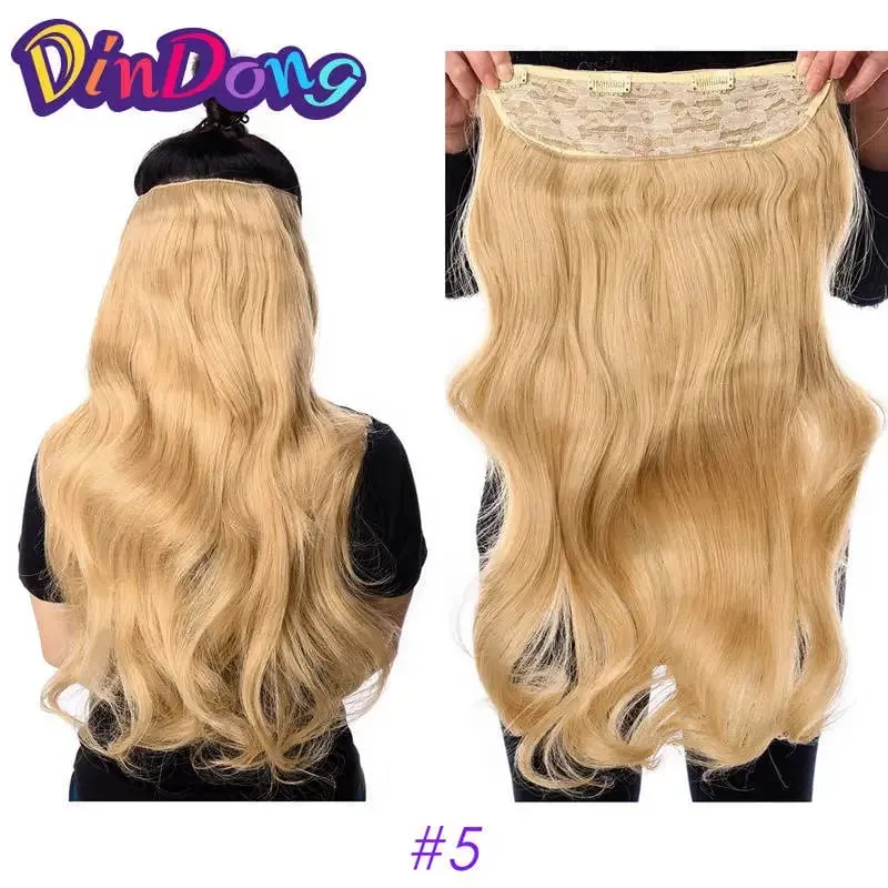 24 Inch Synthetic Long Wavy Curly Clips in Hair Extensions for Women with Adjustable 4 Secure Clips in One Hairpieces