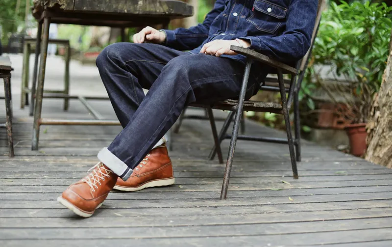 SauceZhan 316XX Casual Selvedge Jeans Raw Denim Jeans Unwashed Selvage Indigo Denim Jeans Straight Mens Jeans