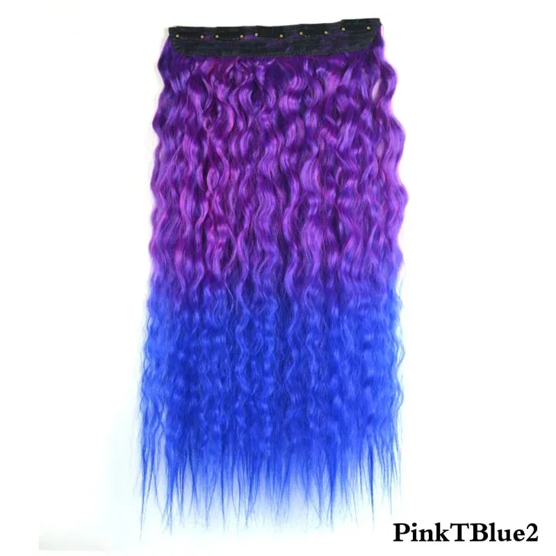 Jeedou Synthetic Clip-in One Piece Hair Extension Vibrant Gradient Kinky Curly Stylish Hairpieces for Nightclub Party Cosplay