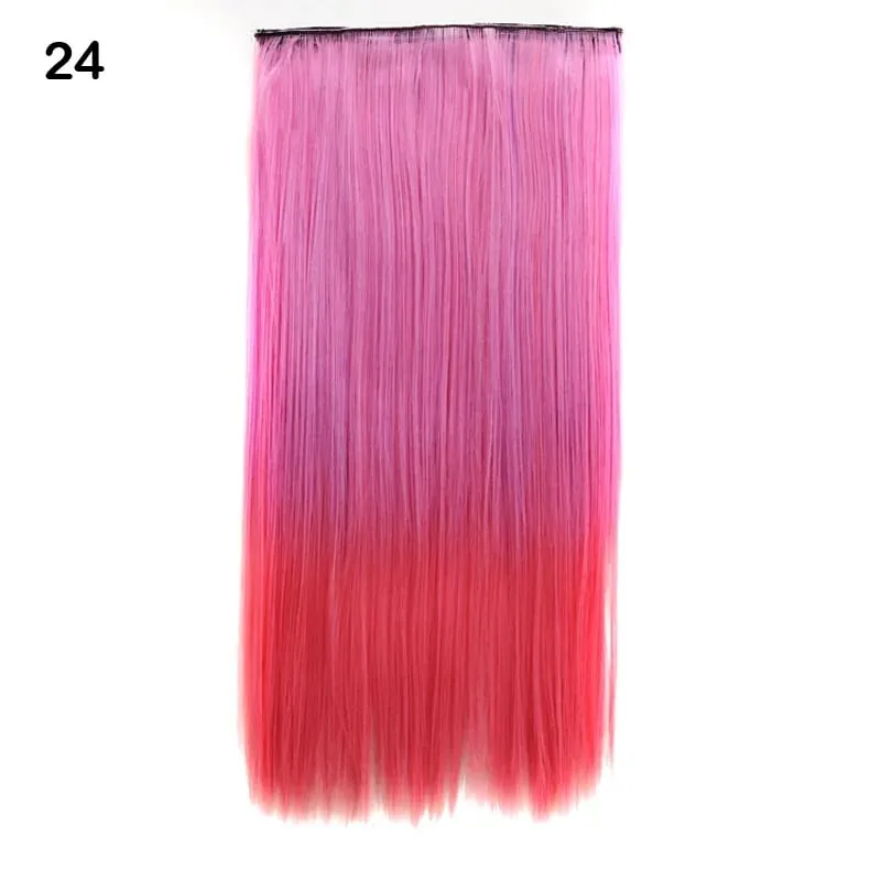 Jeedou Cosplay Hairpiece Straight One Piece With 5Clips Clip In Hair Extensions for Women Synthetic Ombre Color Halloween