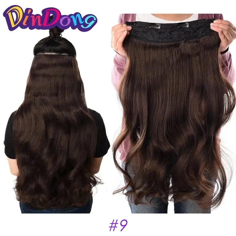 24 Inch Synthetic Long Wavy Curly Clips in Hair Extensions for Women with Adjustable 4 Secure Clips in One Hairpieces