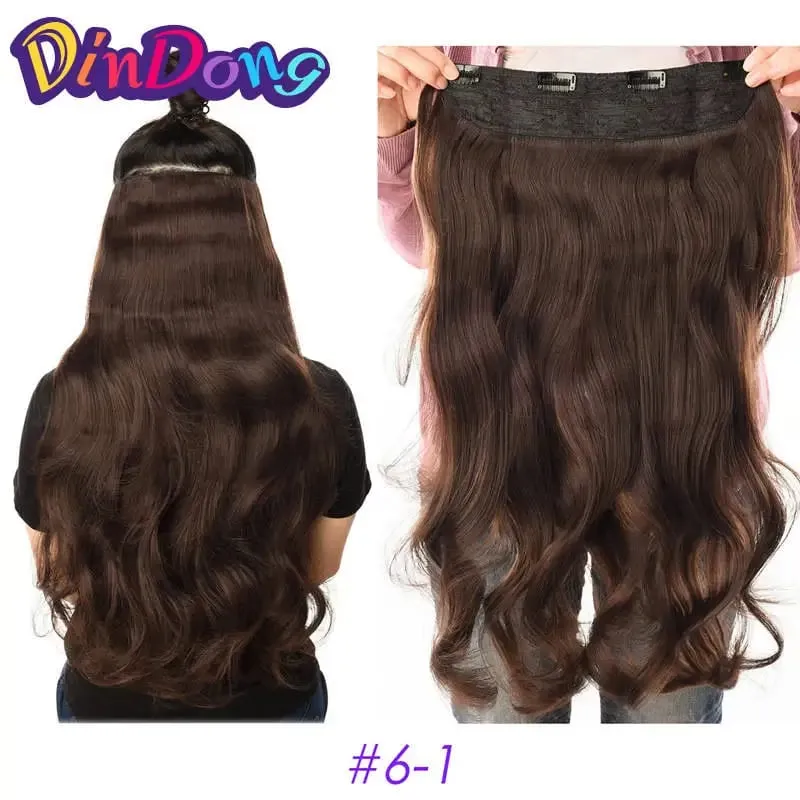 24 Inch Synthetic Long Wavy Curly Clips in Hair Extensions for Women with Adjustable 4 Secure Clips in One Hairpieces