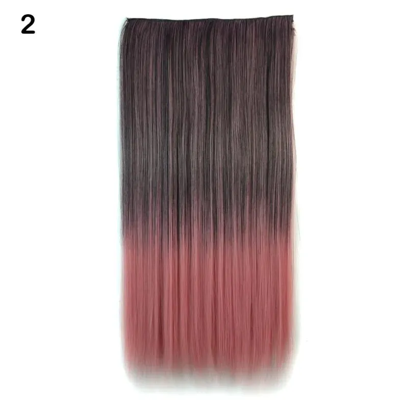 Jeedou Cosplay Hairpiece Straight One Piece With 5Clips Clip In Hair Extensions for Women Synthetic Ombre Color Halloween