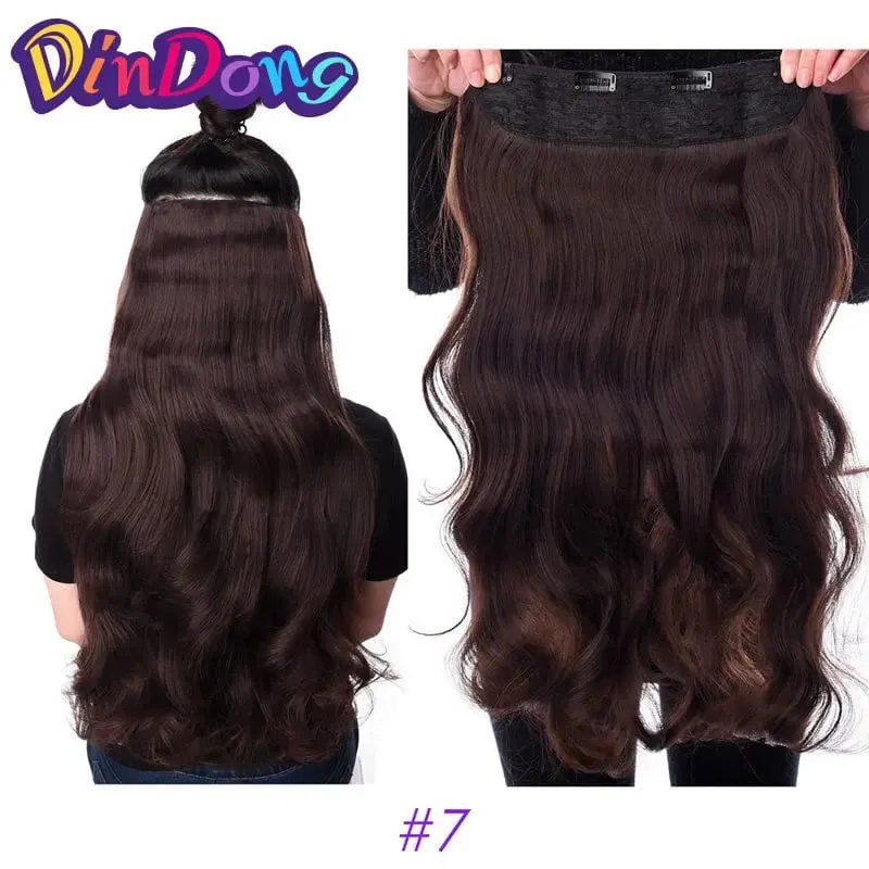 24 Inch Synthetic Long Wavy Curly Clips in Hair Extensions for Women with Adjustable 4 Secure Clips in One Hairpieces