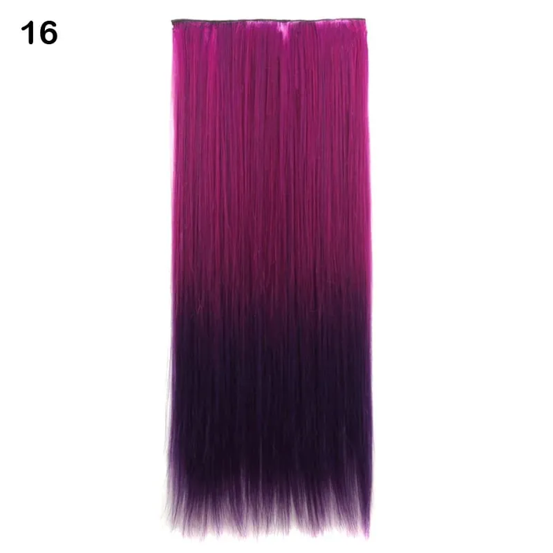Jeedou Cosplay Hairpiece Straight One Piece With 5Clips Clip In Hair Extensions for Women Synthetic Ombre Color Halloween